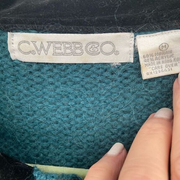 C. Webb & Co. Vintage Mohair Blend Cardigan Sweater Green Medium - Picture 2 of 9